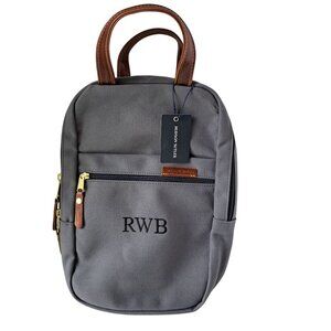 NWT Hudson Sutler Gray Canvas Golf Shoes Bag Divided Leather Handles Zipper Pull